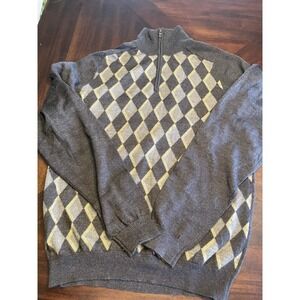 Cutter & Buck Merino Wool Quarter Zip Argyle Sweater Medium